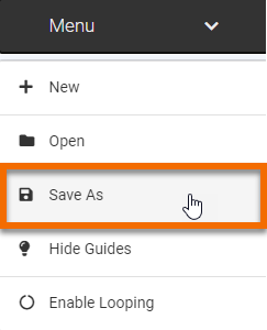 Menu > Save As